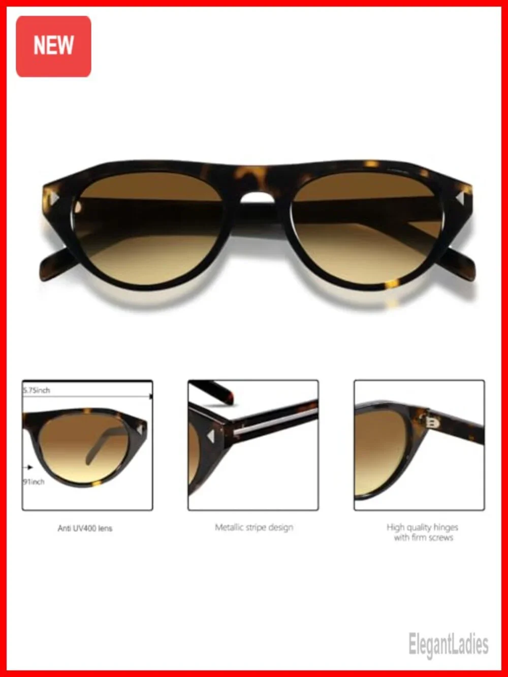 Retro Oval Sunglasses with UV400 Protection Lightweight